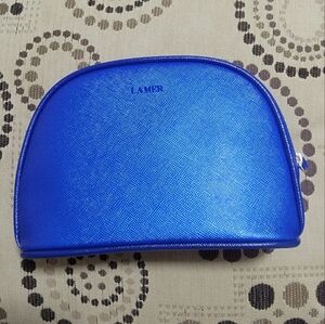 La Mer Authentic Metallic Blue Makeup Bag